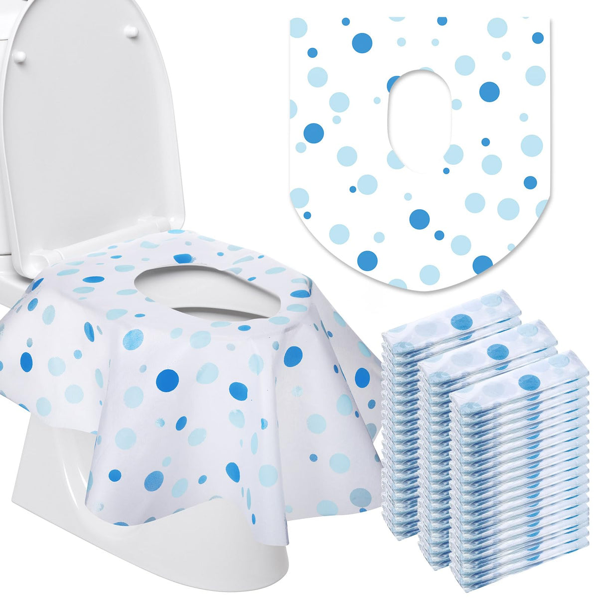 50 Packs Extra Large Disposable Toilet Seat Covers for Kids Adult, Dot