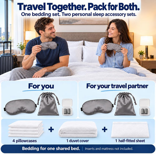 14-Piece Disposable Travel Bedding Set with Sleep Accessories for Two