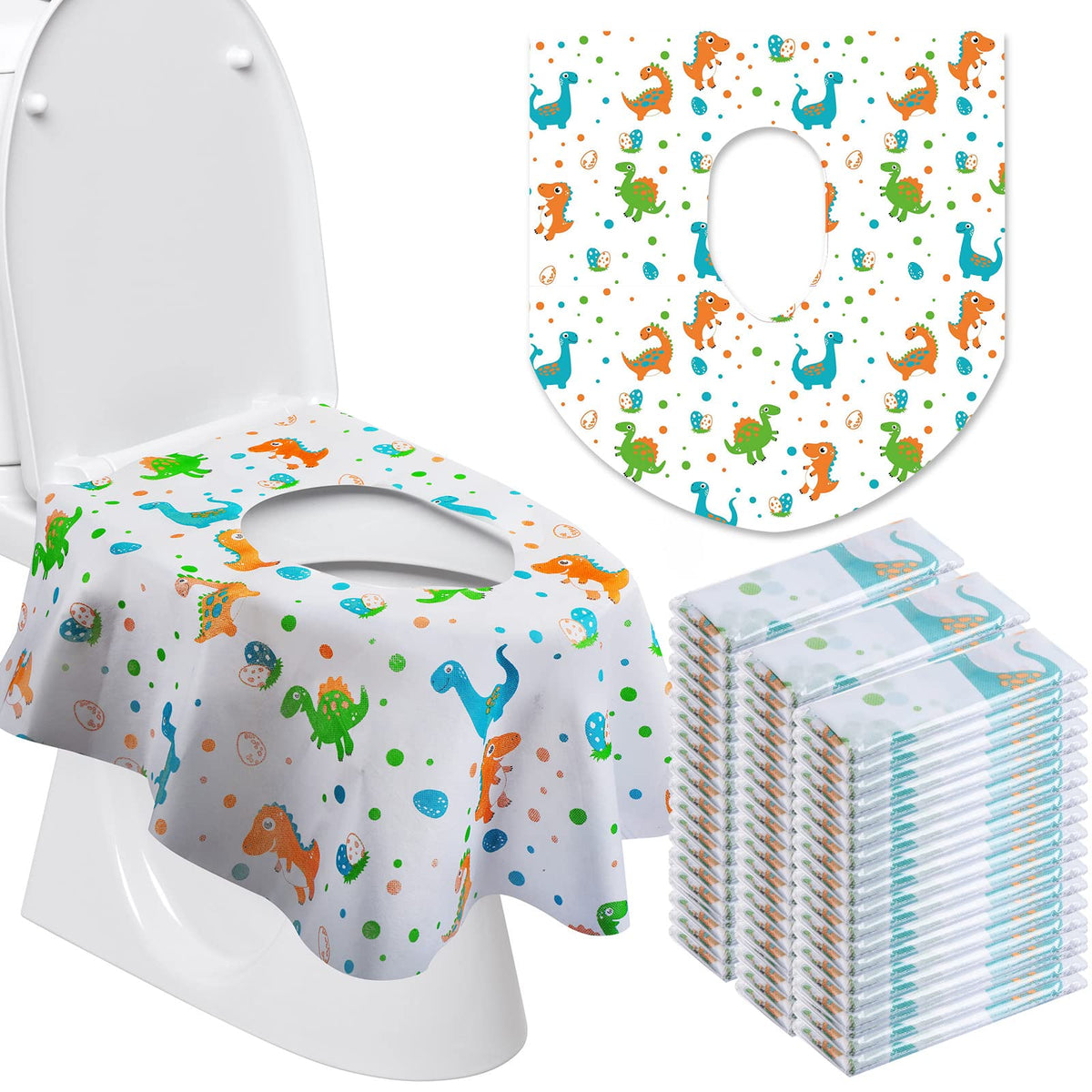 50 Packs Extra Large Disposable Toilet Seat Covers for Kids Adult, Dot