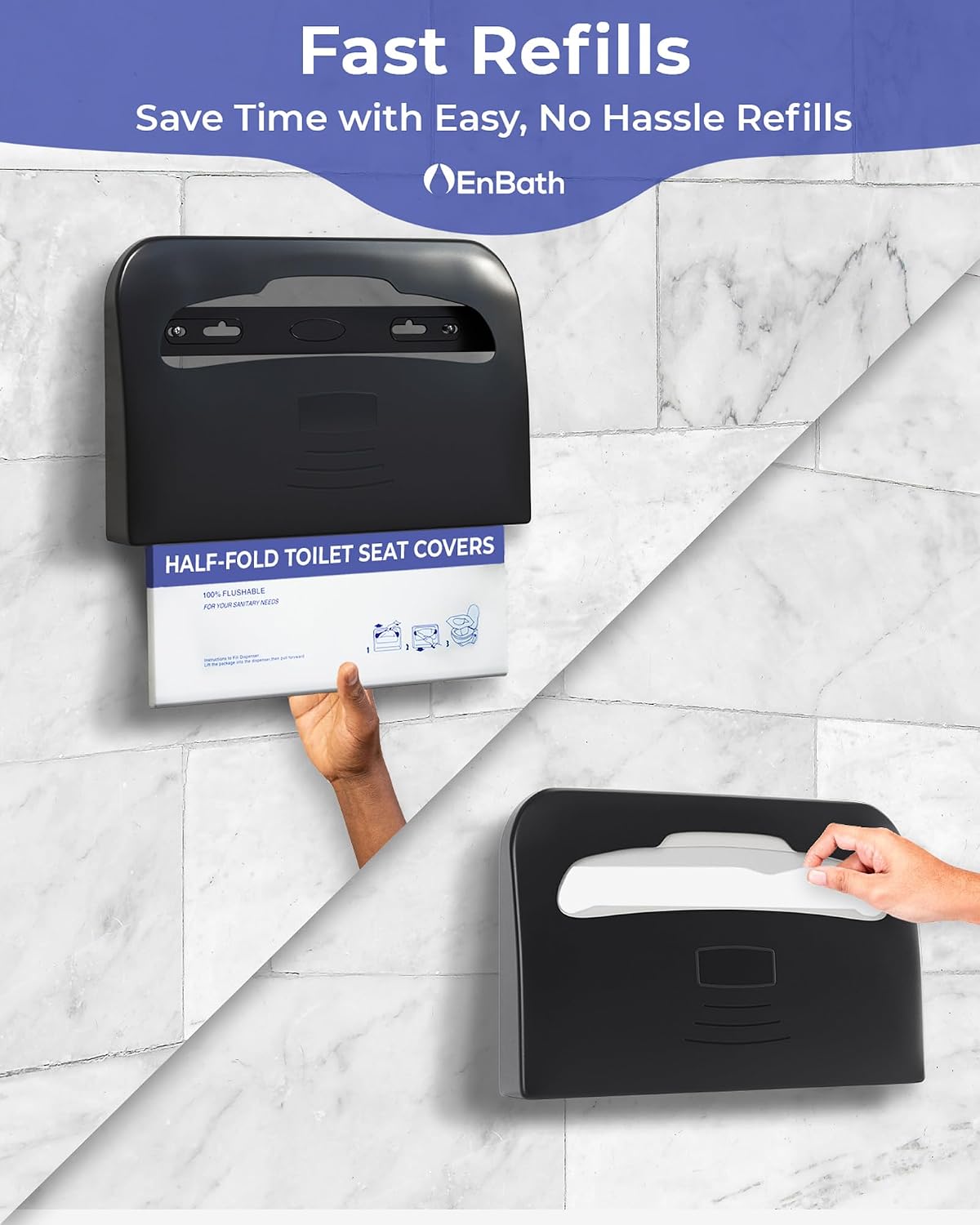 Commercial Toilet Seat Cover Dispenser Wall Mount (2-Pack), Black Half-Fold Toilet Seat Cover Holder for Bathroom/Restroom
