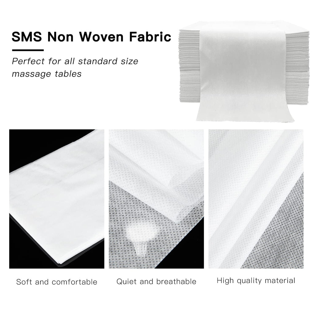 100PCS Disposable Bed Sheets, Disposable Massage Table Sheets, Disposable Bed Covers for SPA Lash Wax Tattoo Salon, Non Woven Fabric, 71" x 31" White