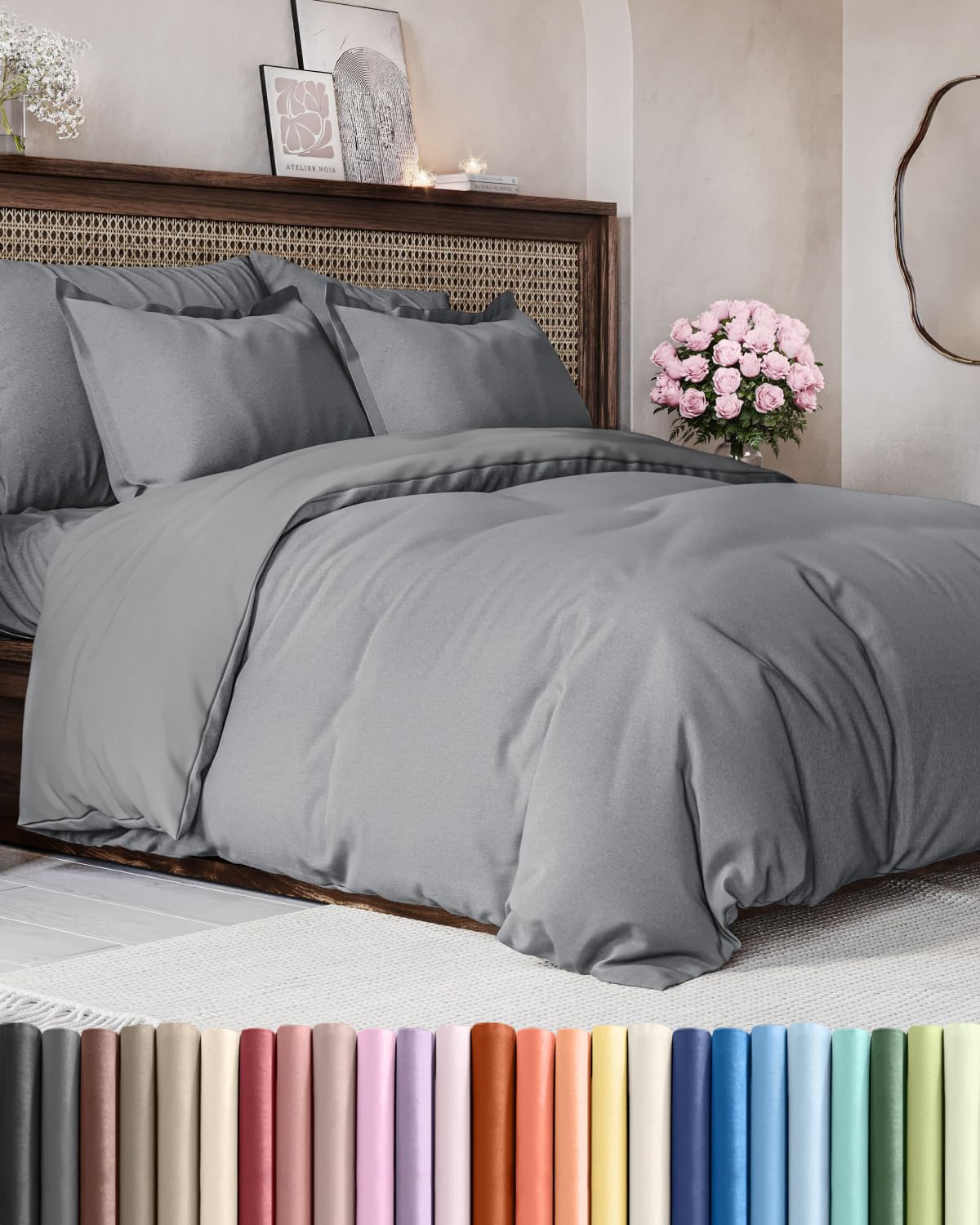Duvet Cover King Size - Extra Soft 3 Piece with Zipper Closure - White