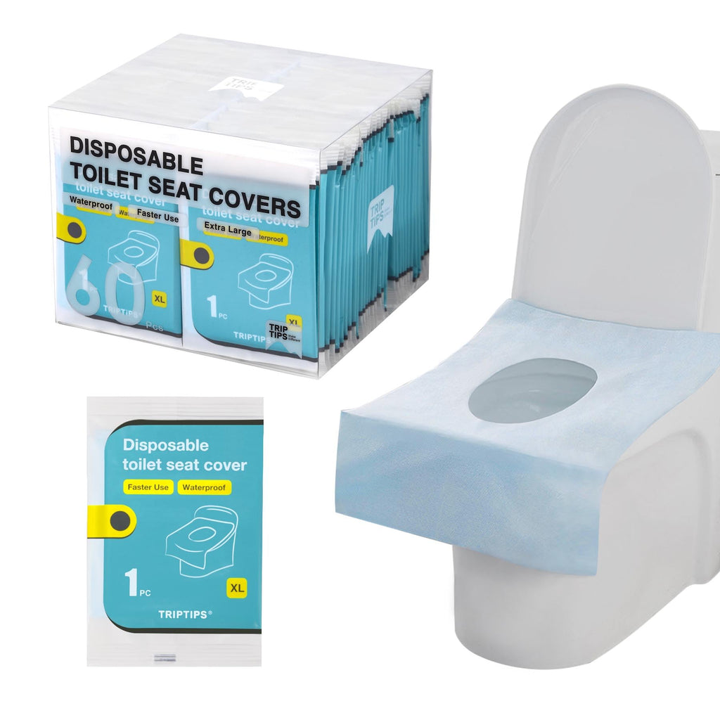 TRIPTIPS Toilet Seat Covers Disposable Travel Pack 20 count｜Faster use-Sticker free｜Waterproof｜XL Disposable Toilet Seat Cover for Adults and Kids, Individually for Public Restroom/Airplane