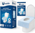 50 Count Disposable Toilet Seat Covers with Secure Adhesive Tabs for a Non-Slip Fit - XL Extra Large, Waterproof, Individually Wrapped for Travel, Kids, Adults, and Public Restrooms