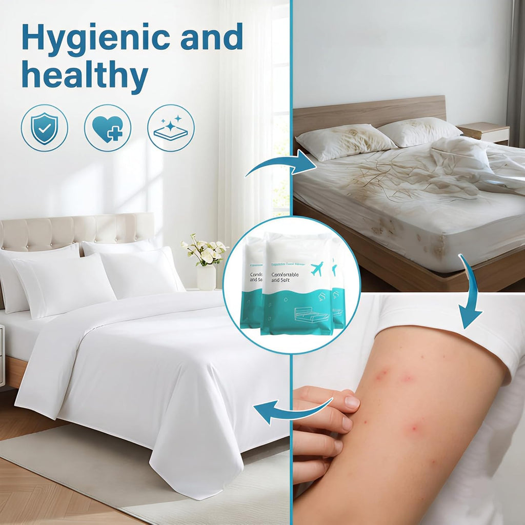 12 Sets Disposable Bed Sheets Include Quilt Cover Pillowcases Bed Sheets Portable Soft White Cover for Hospital Hotel Business Trip Spa Travel