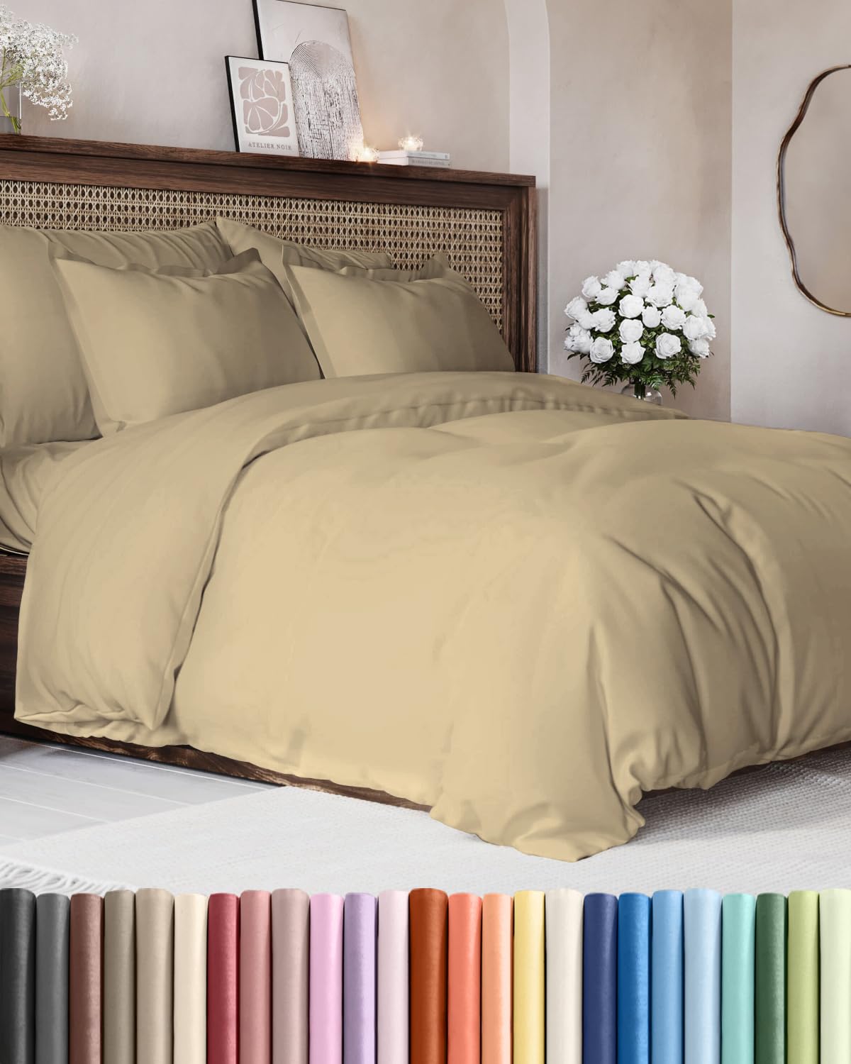 Duvet Cover King Size - Extra Soft 3 Piece with Zipper Closure - White