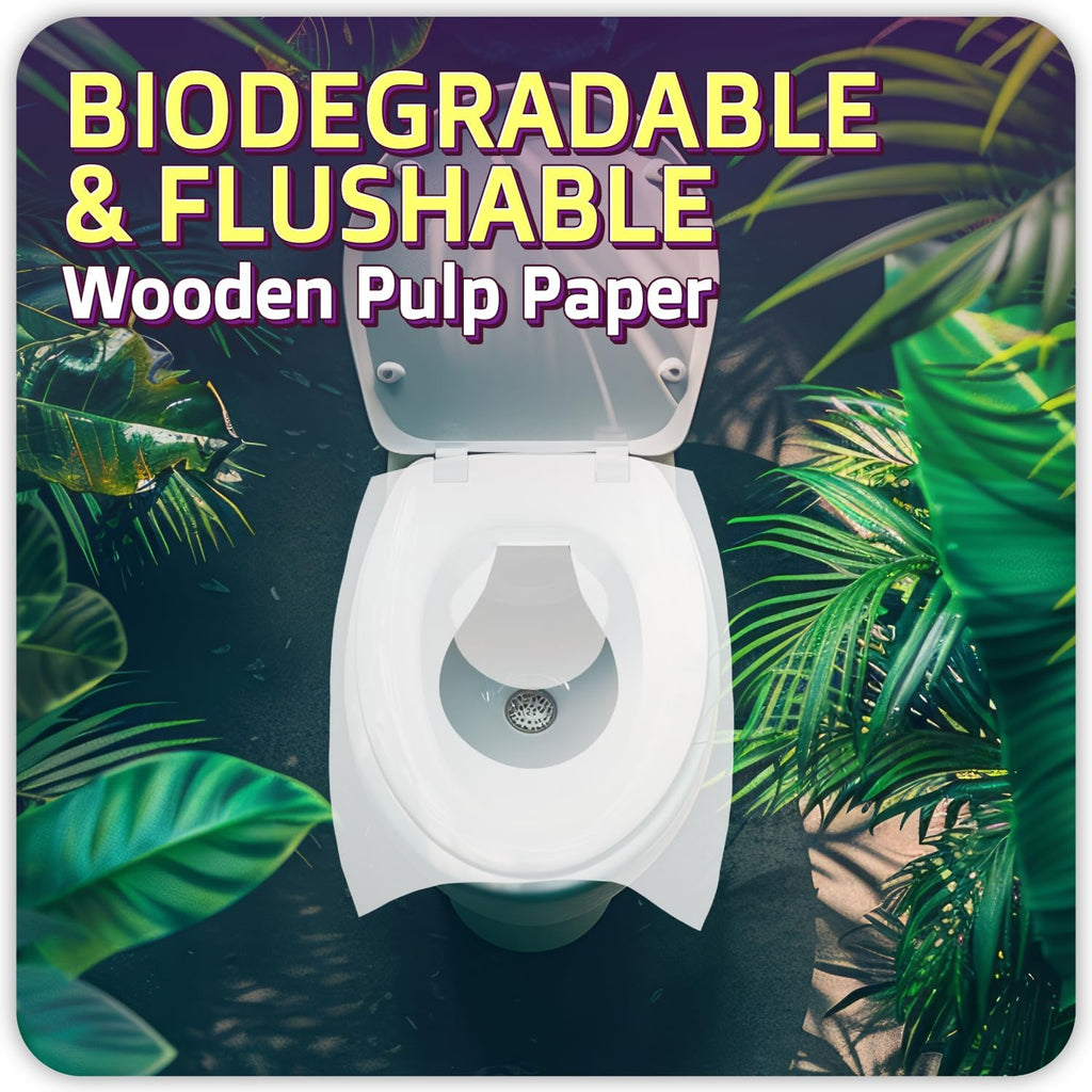 100 Pcs Disposable Toilet Seat Cover - Biodegradable and Flushable Toilet Seat Liners for Public Toilets | Compact One Size Fits All Travel Essentials Toiletries Covers | FIFCO