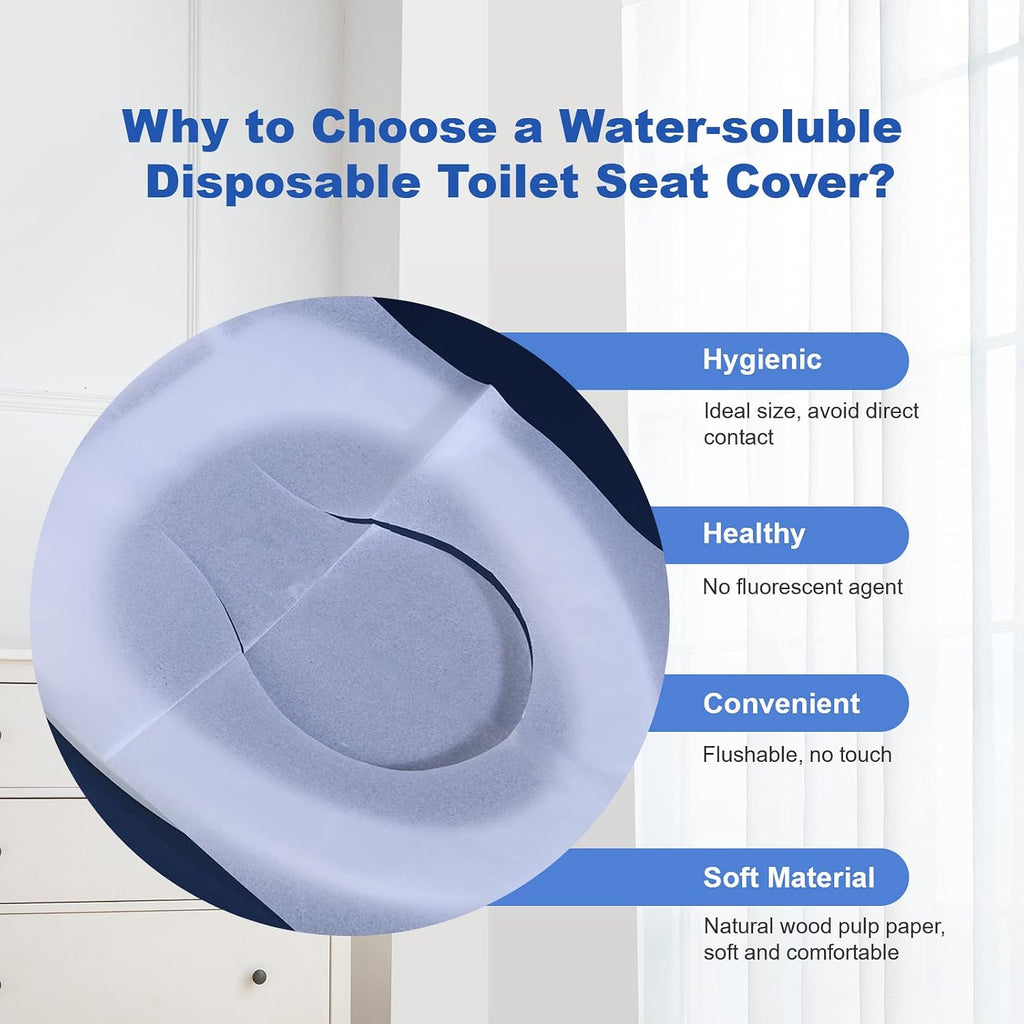 Toilet Seat Covers Disposable, 250 Pcs Flushable Disposable Toilet Seat Covers, Half-Fold Paper Toilet Liners for Travel, Airplane, Public Restrooms, Road Trips, Camping, Potty Training