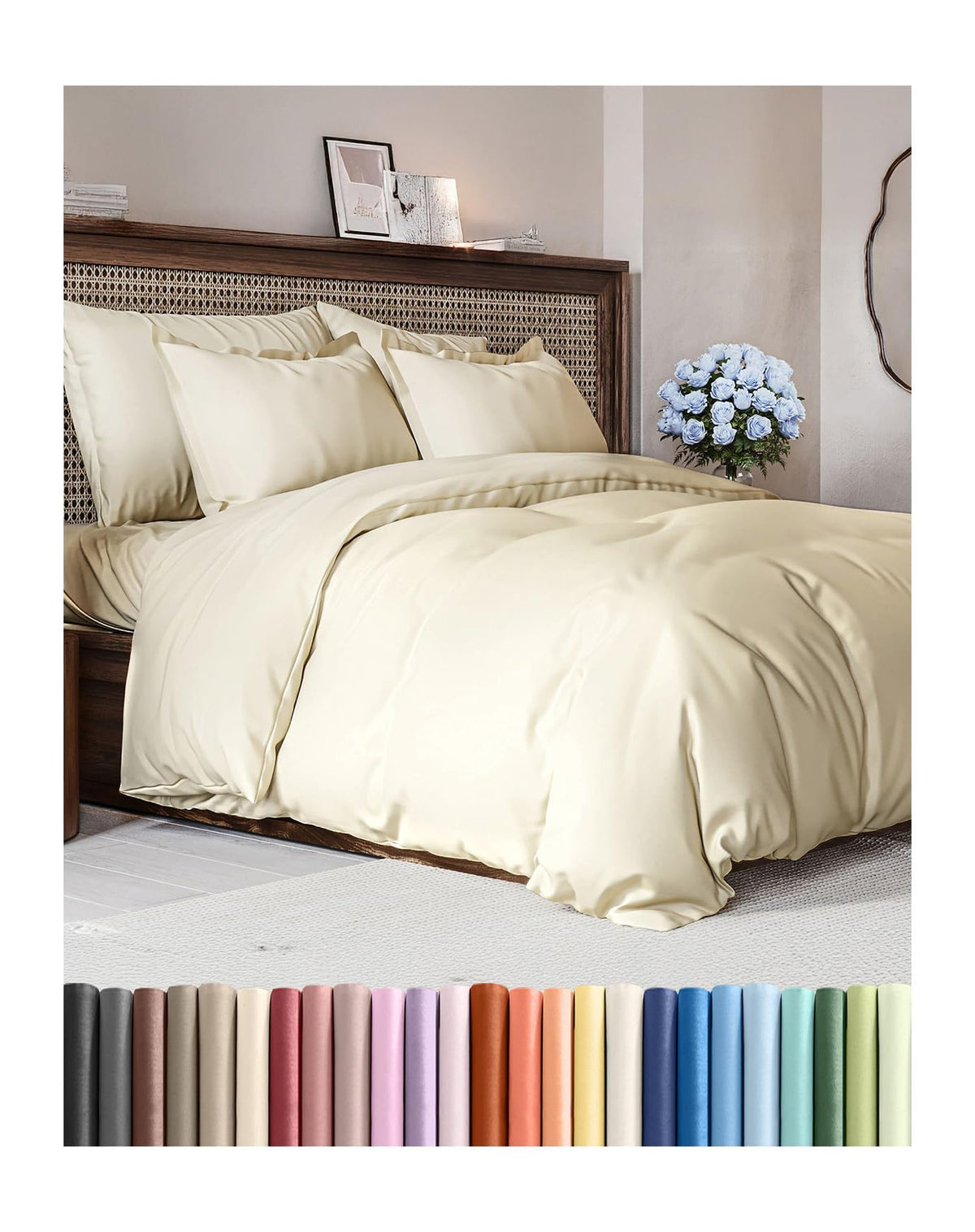Duvet Cover King Size - Extra Soft 3 Piece with Zipper Closure - White