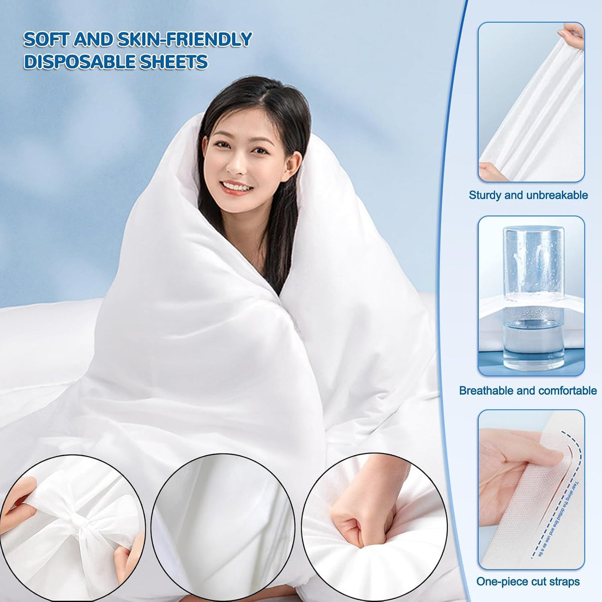 Disposable Bedding Sheets Set, 17pcs Portable Disposable Travel Set with Bed Sheet, Quilt Cover, 2 Pillowcases, Bath Towel, 2 Towels, Toothbrush Comb Set, Slippers - for Hotel, Camping and Travelling