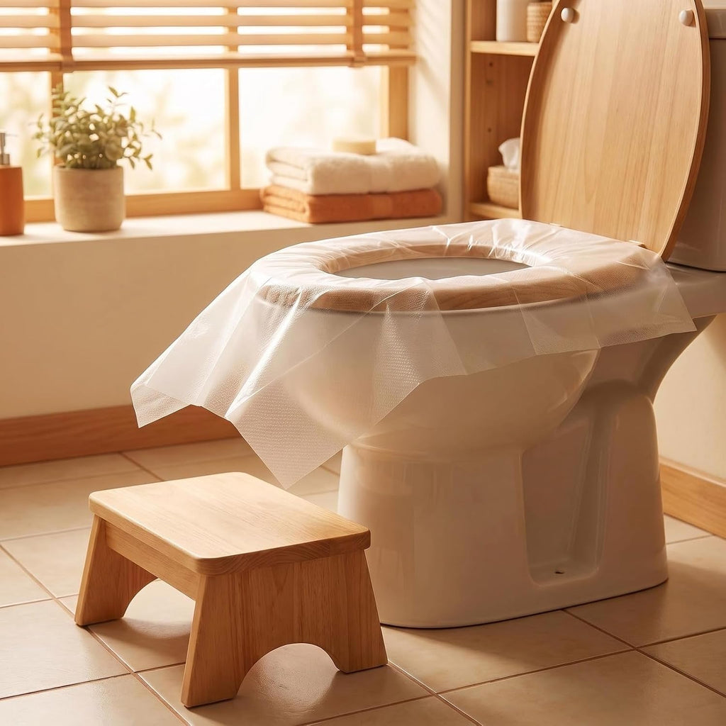 10 PCS Disposable Toilet Seat Covers, Waterproof Portable Toilet Seat Pads, Individually Wrapped Soft Breathable Sanitary Cushion for Travel, Hotel, Camping,Public Restroom, Universal Fit