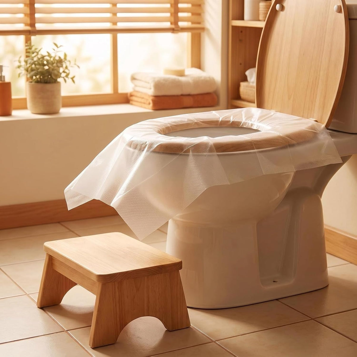 10 PCS Disposable Toilet Seat Covers, Waterproof Portable Toilet Seat Pads, Individually Wrapped Soft Breathable Sanitary Cushion for Travel, Hotel, Camping,Public Restroom, Universal Fit