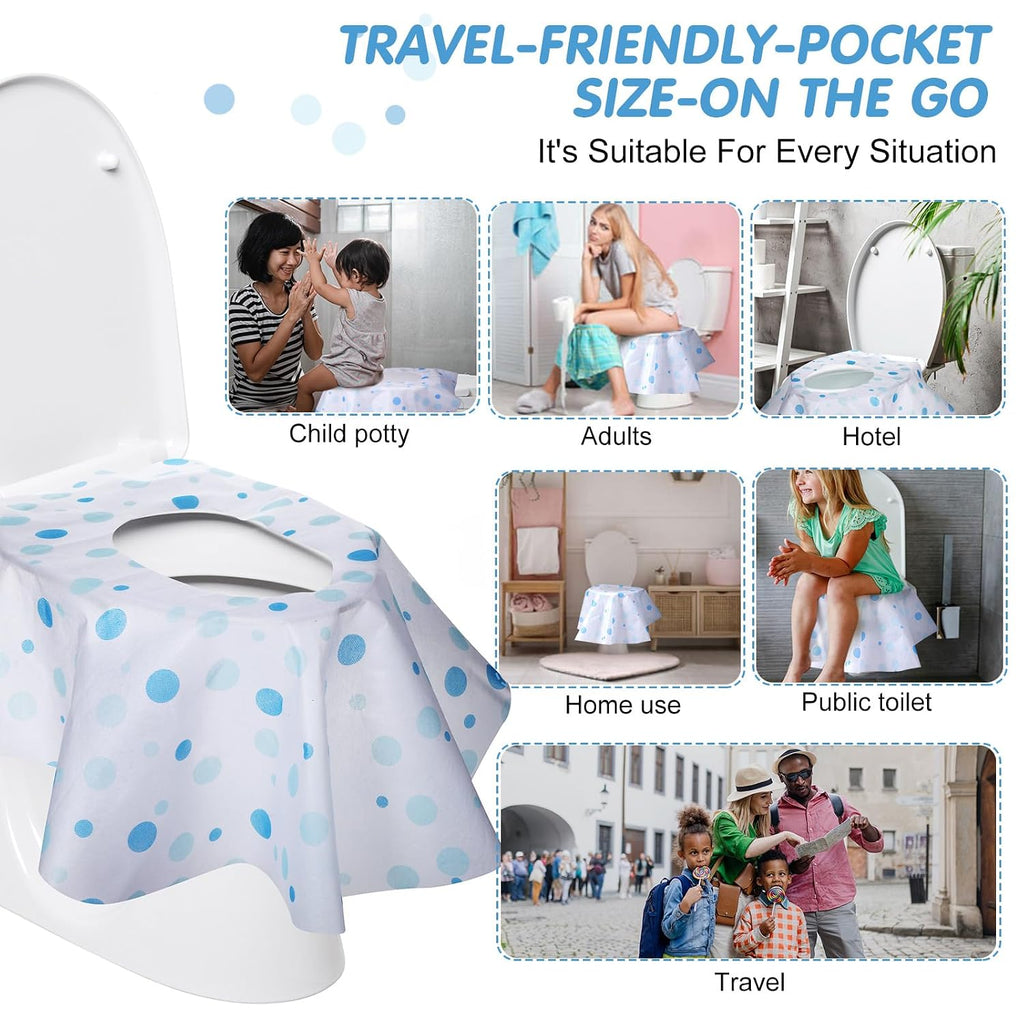 50 Packs Extra Large Disposable Toilet Seat Covers for Kids Adult, Dot