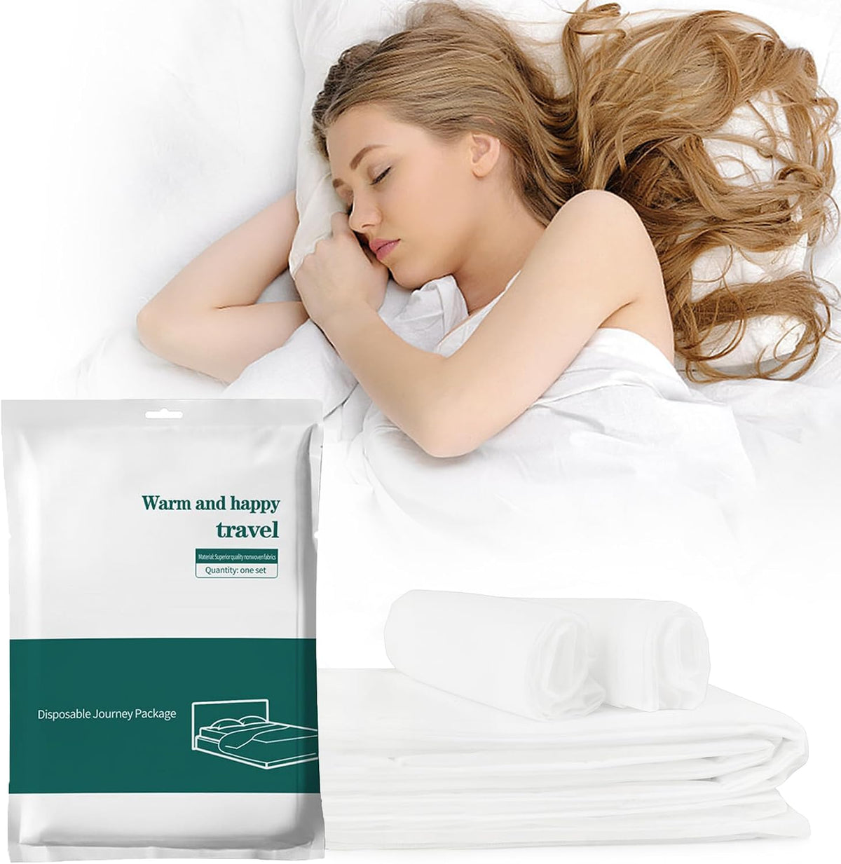 Nanaborn Disposable Bed Sheets for Travel 4 Piece Hotel Portable Sheet Quilt Cover Pillowcases for Business Trip Bedding Kit
