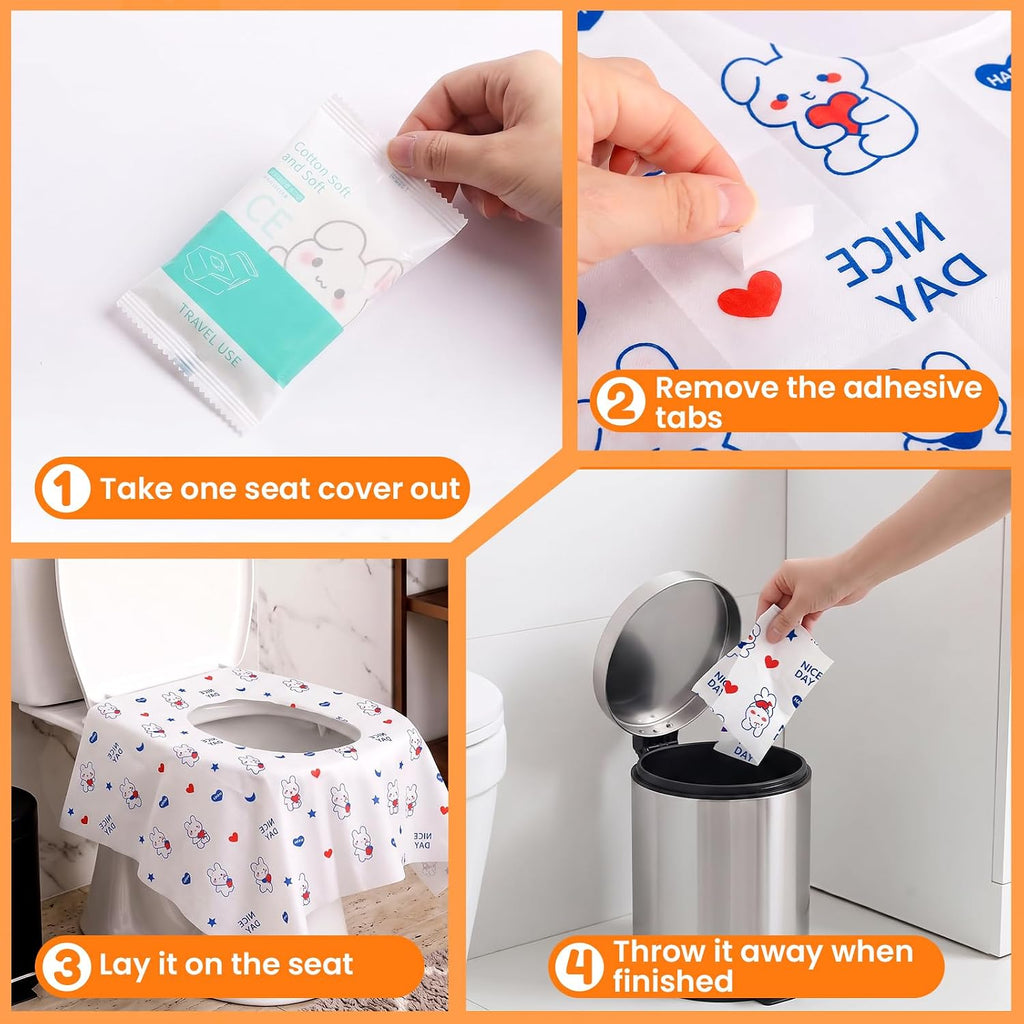 100 Pcs Toilet Seat Covers Disposable, Individually Wrapped for Travel