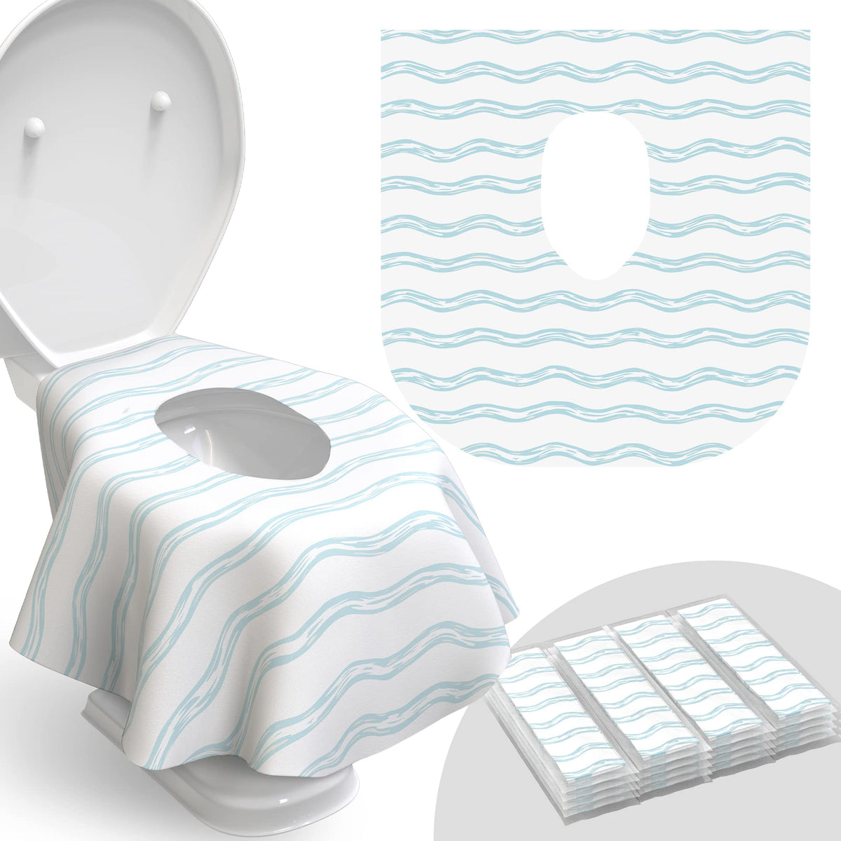 Relyo Disposable Toilet Seat Cover for Travel – 20 Pack with Covers Wrapped in Sets of 2, Non-Flushable Liners, Fits Most Seats – Kids, Toddlers, Adults (Owls, 20)