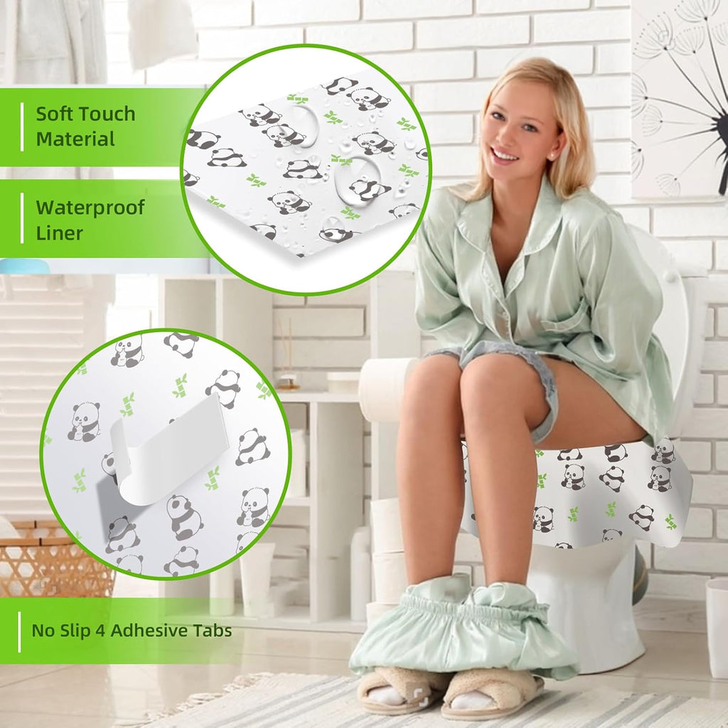 Upgraded Disposable Toilet Seat Covers (20 Pack) - Waterproof, Cute Panda Print, Travel-Friendly Individual Packs, Suitable for Kids & Adults, Perfect for Toddlers’ Potty Training in Public Restrooms