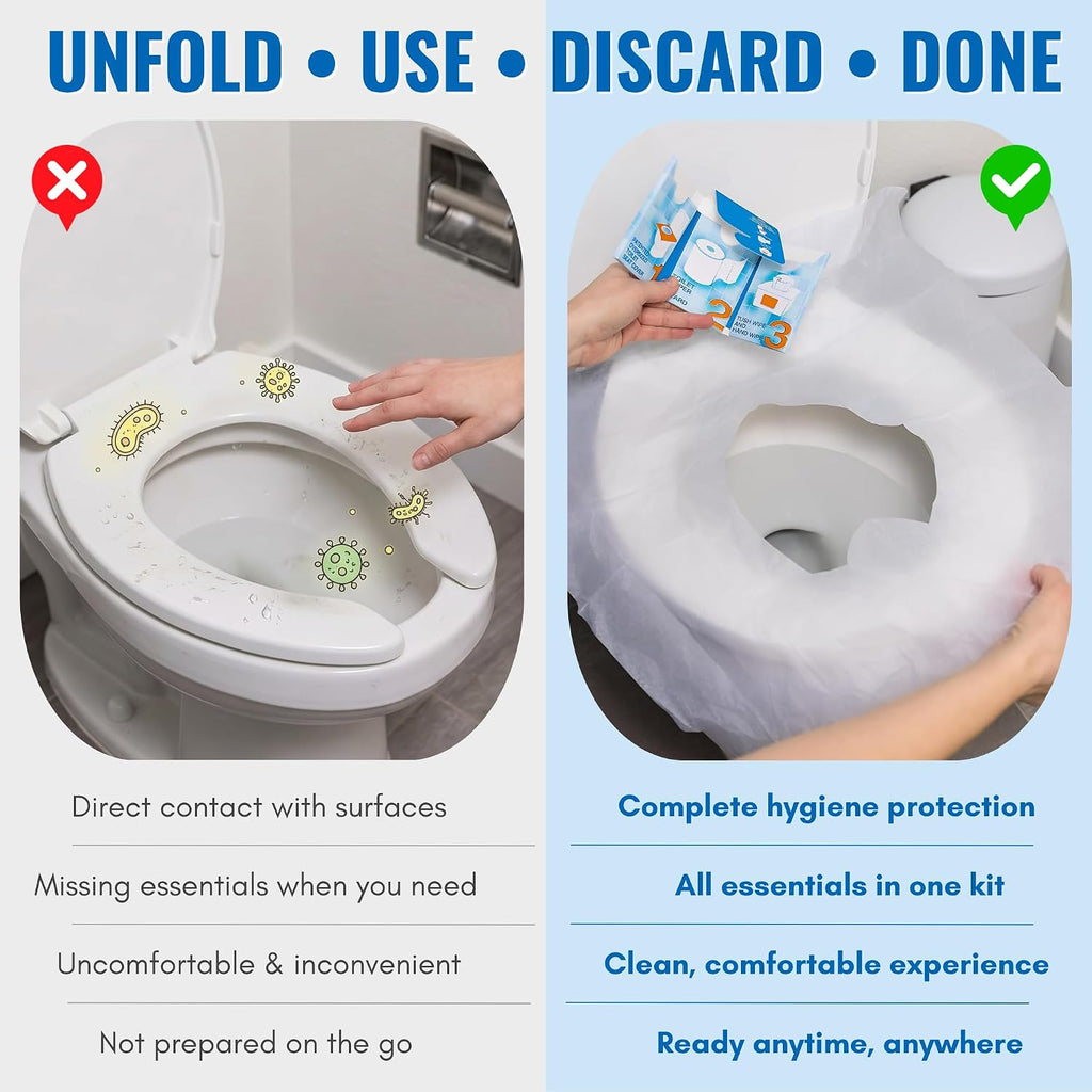 The Restroom Kit, 12 Pack Portable Disposable Toilet Seat Cover for Travel
