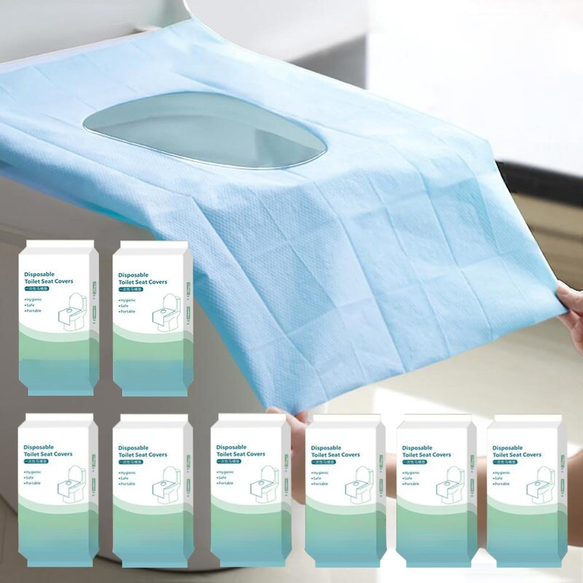 Rgqphantom 50 Pack Toilet Seat Covers Disposable 16x24 Inch XL (50, Blue)