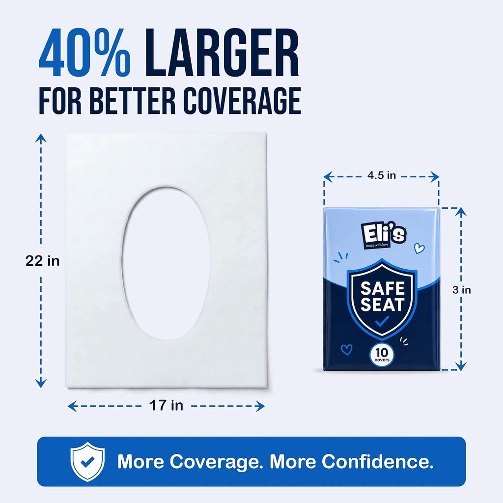 Eli with Love XL Flushable Toilet Seat Covers (60 Covers) - Discreet Travel Toilet Seat Covers - Disposable Toilet Seat Covers for Kids & Adults, Travel Essentials for Restrooms, Airplane & Trips