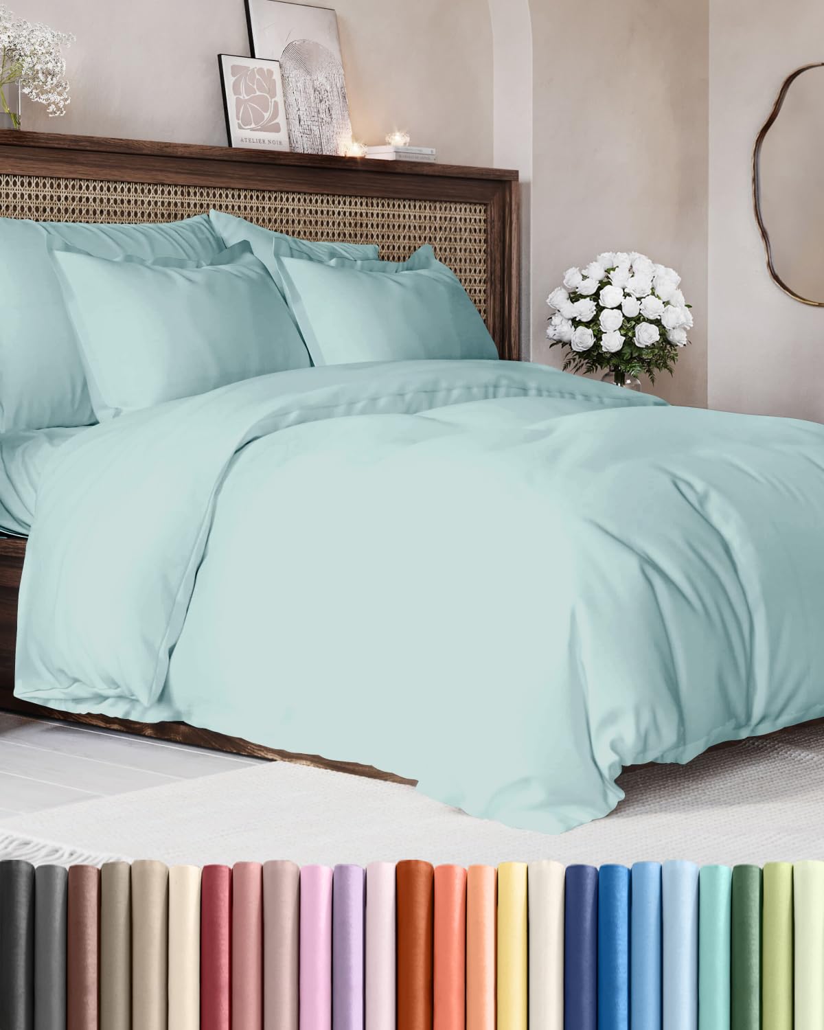 Duvet Cover King Size - Extra Soft 3 Piece with Zipper Closure - White