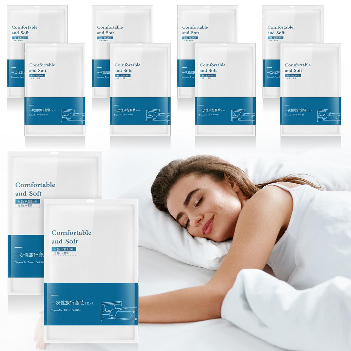 Preboun 10 Sets Disposable Bed Sheets for Travel Queen Size