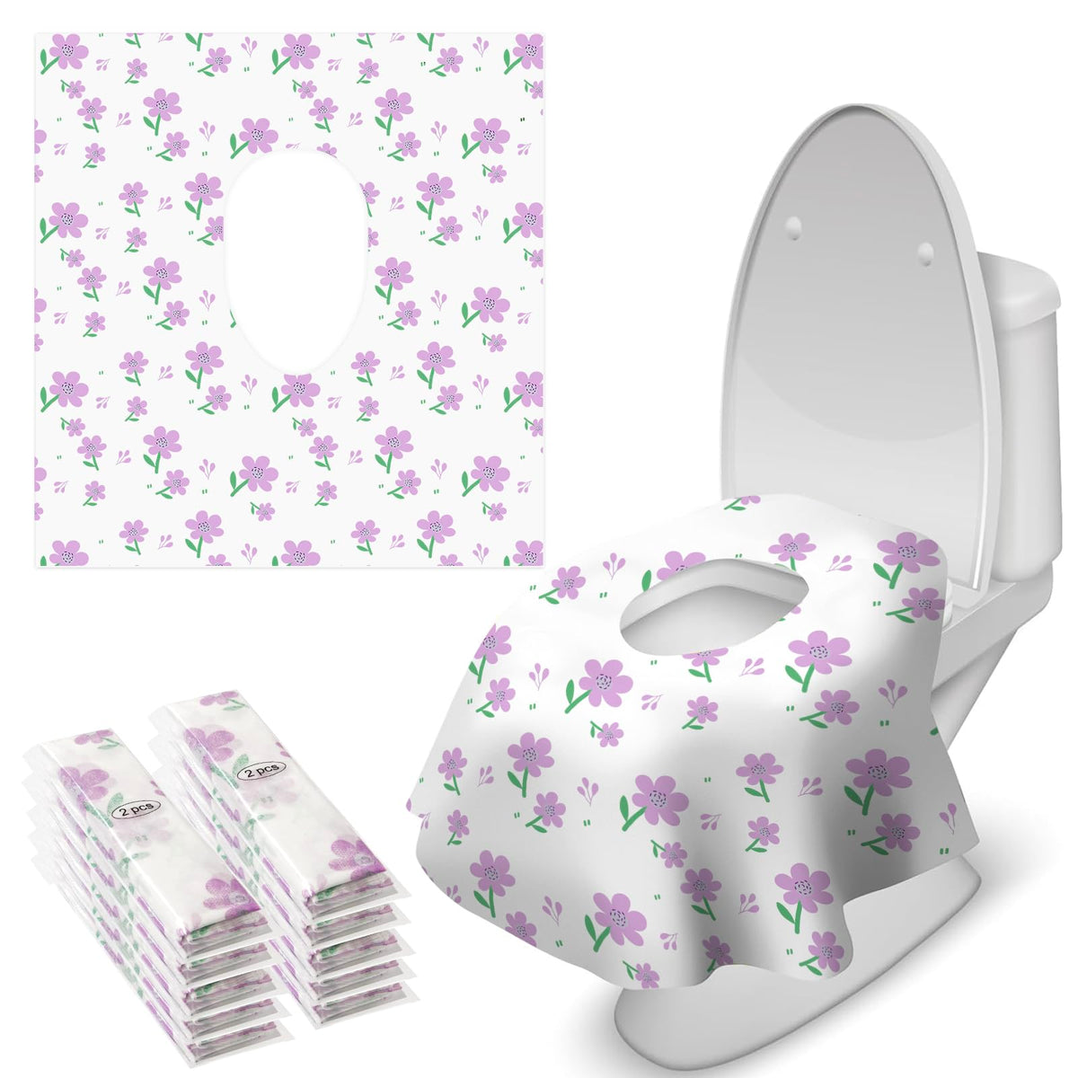 Blissful Diary 30 Pcs Toilet Seat Covers Disposable for Toddlers & Adults, Extra Large Waterproof, Portable Package for Travel, Kids Potty Training