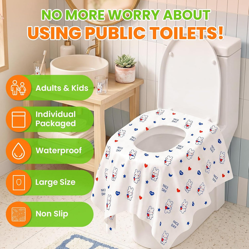 100 Pcs Toilet Seat Covers Disposable, Individually Wrapped for Travel