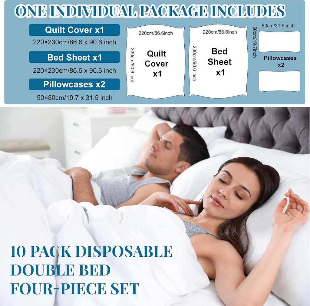 Preboun 10 Sets Disposable Bed Sheets for Travel Queen Size