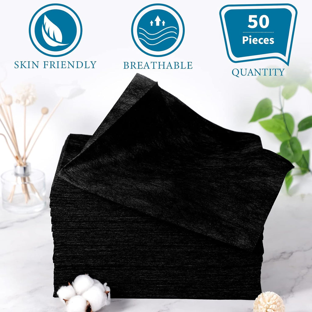 Tatuo 50 Pieces 31 x 70 Inches Disposable Bed Sheets Waterproof,black