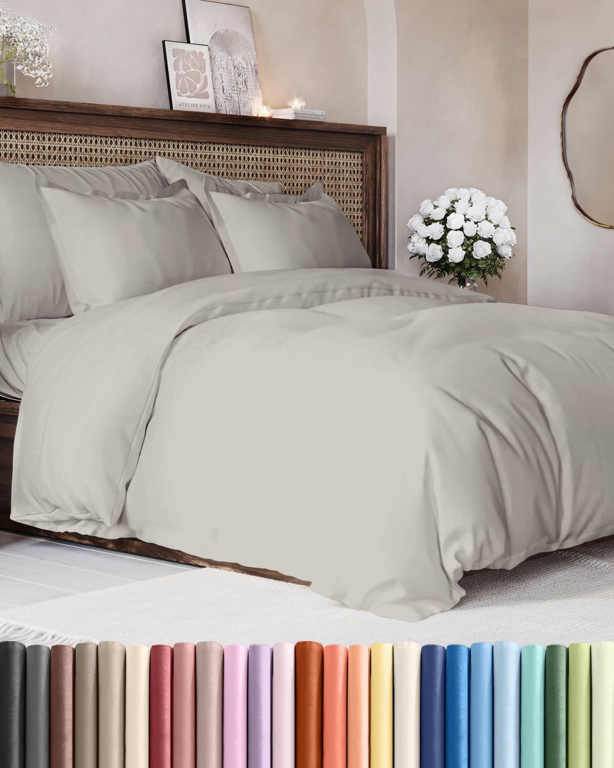 Duvet Cover King Size - Extra Soft 3 Piece with Zipper Closure - White