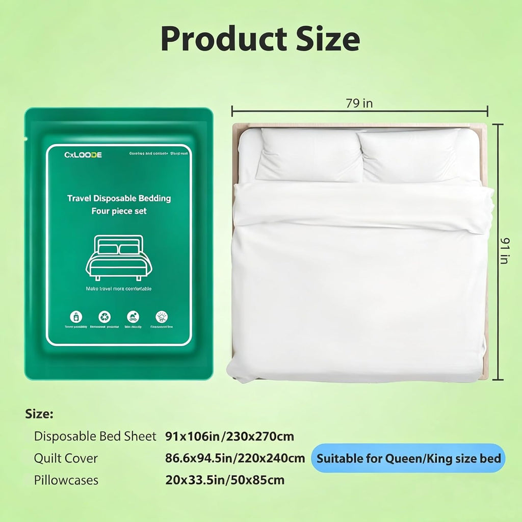 4 PCS Disposable Bed Sheet King Size for Travel Disposable Sheets for Hotel