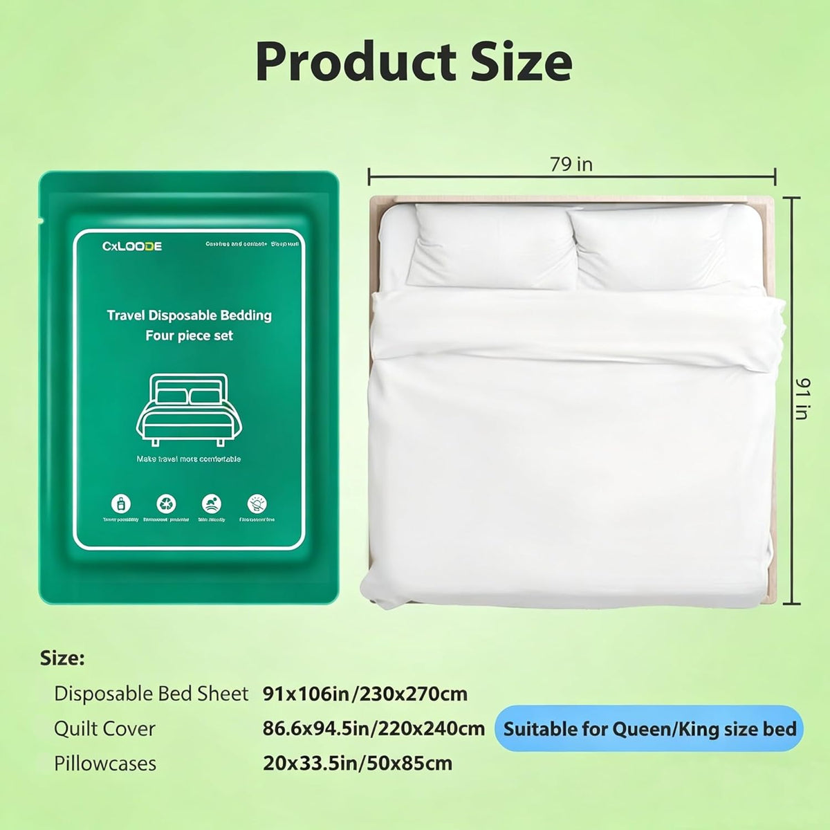 4 PCS Disposable Bed Sheet King Size for Travel Disposable Sheets for Hotel