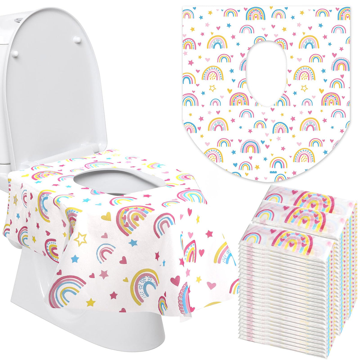 50 Packs Extra Large Disposable Toilet Seat Covers for Kids Adult, Dot