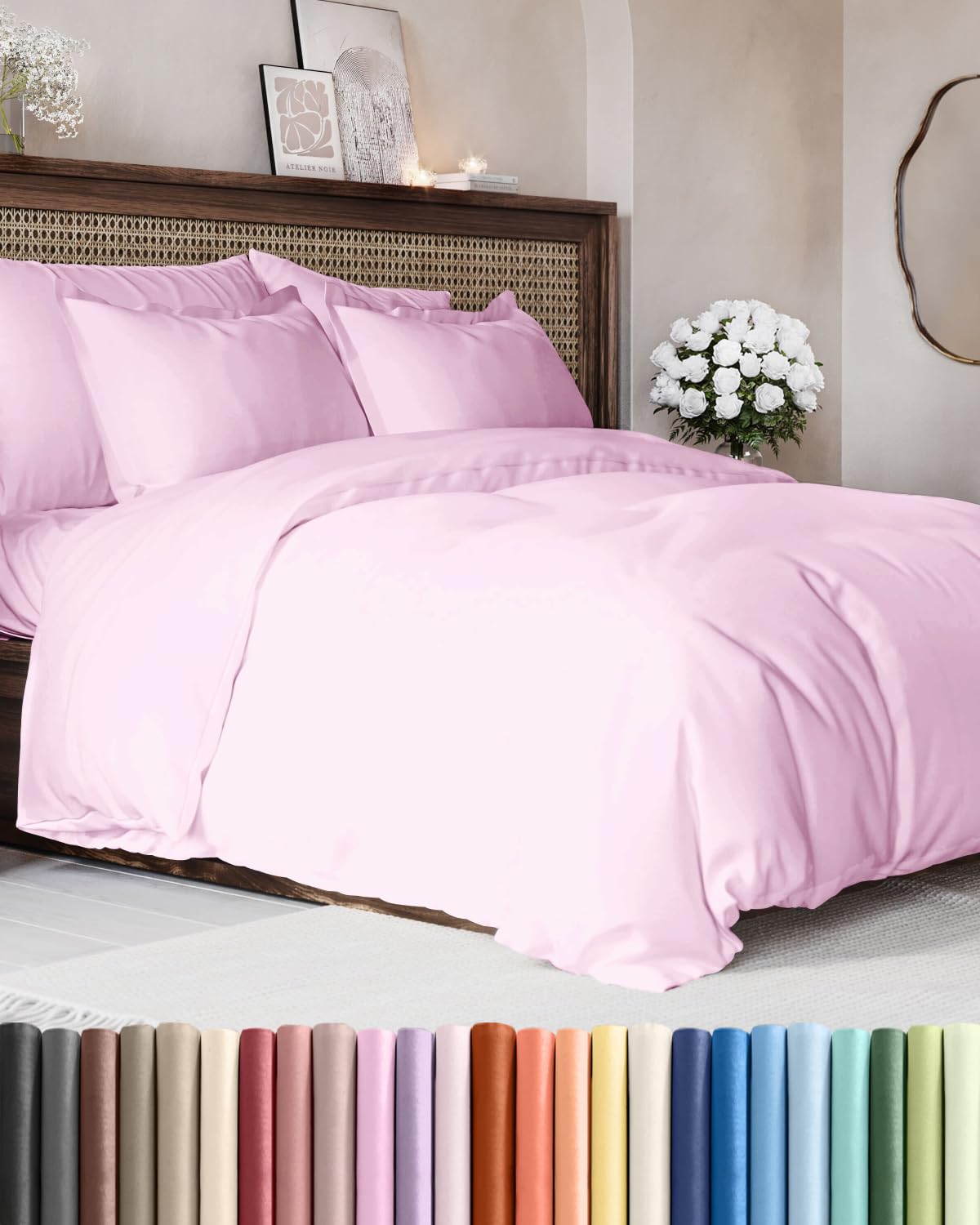 Duvet Cover King Size - Extra Soft 3 Piece with Zipper Closure - White