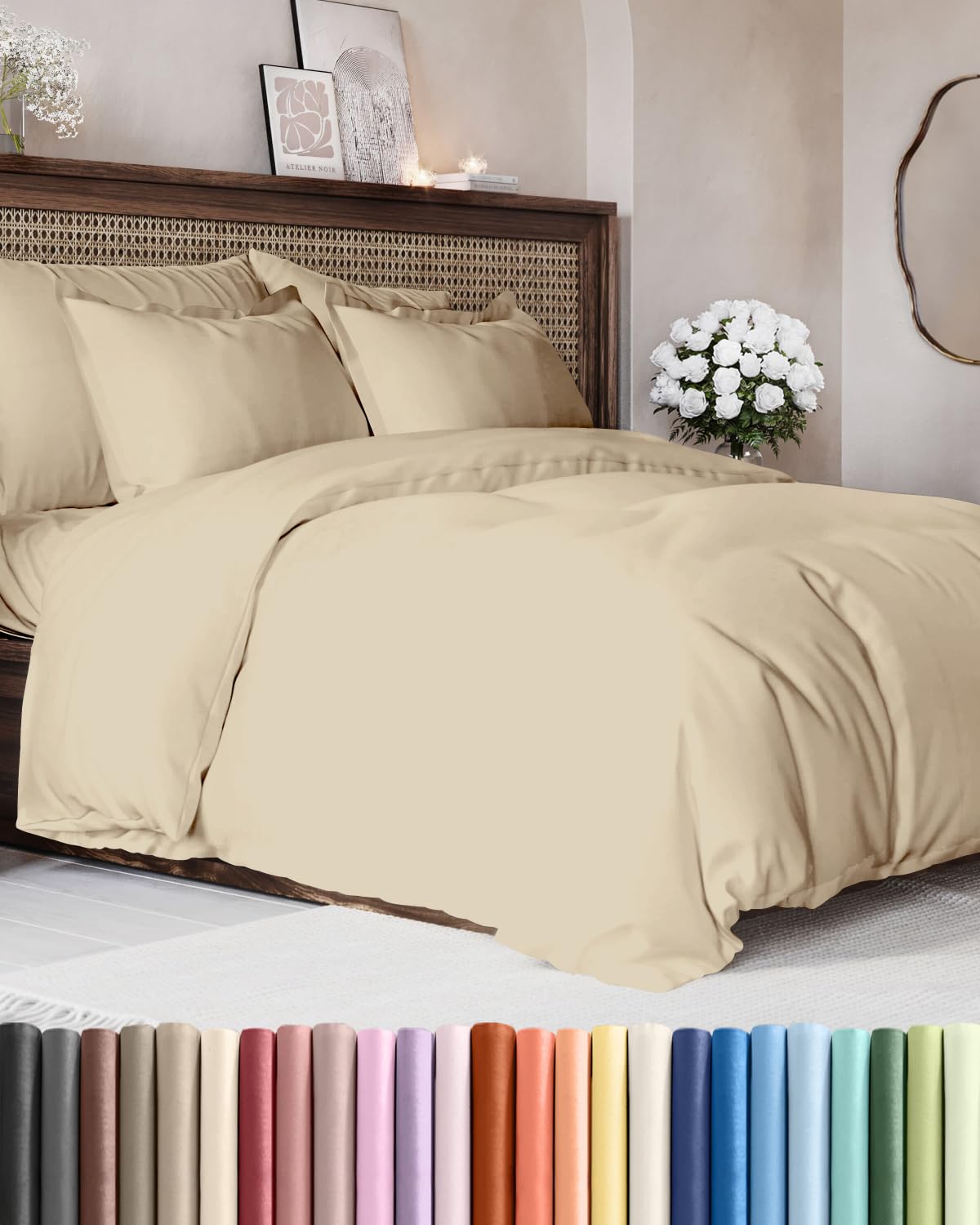 Duvet Cover King Size - Extra Soft 3 Piece with Zipper Closure - White