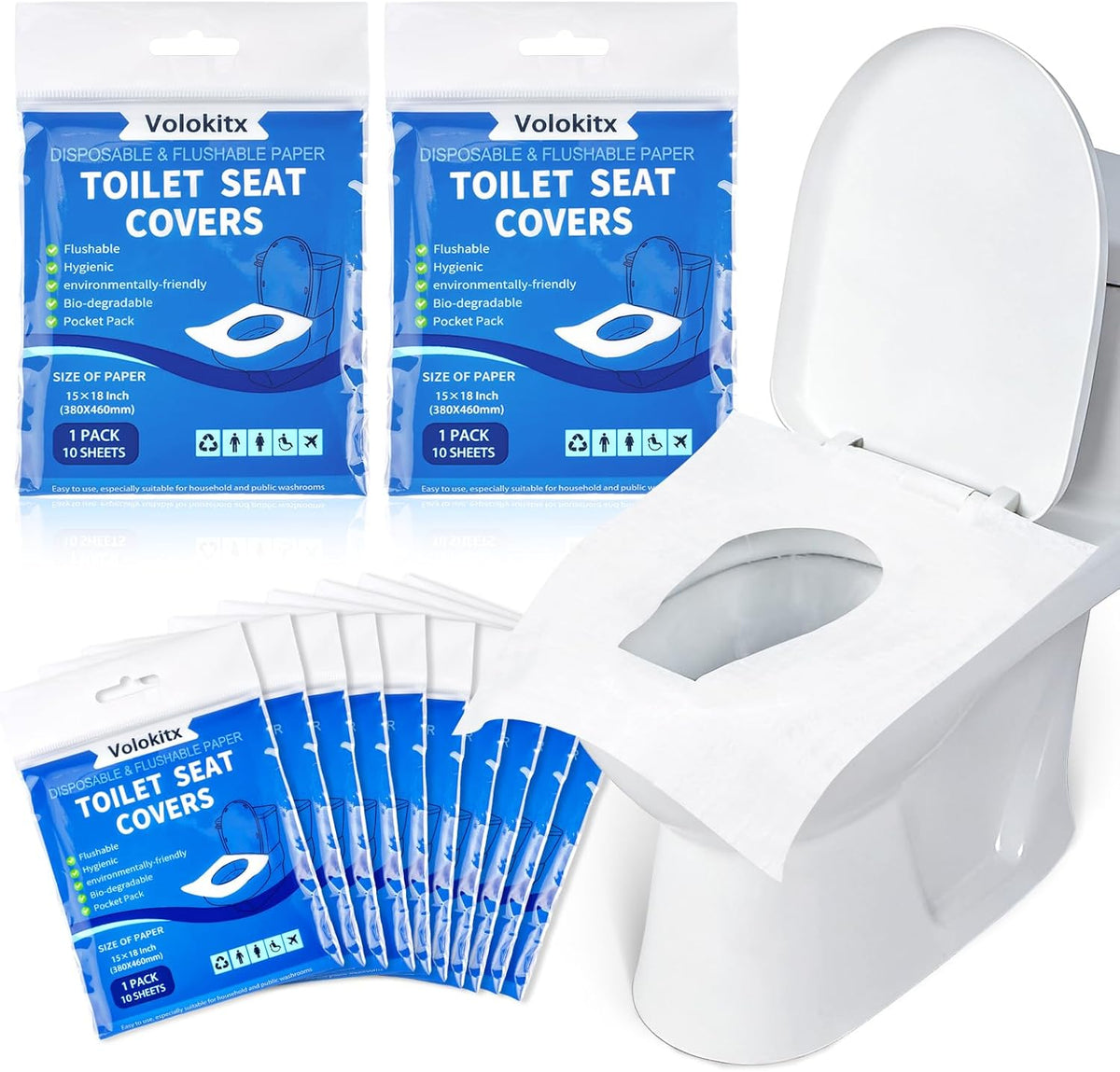 120 Pcs XL Toilet Seat Covers Disposable Flushable
