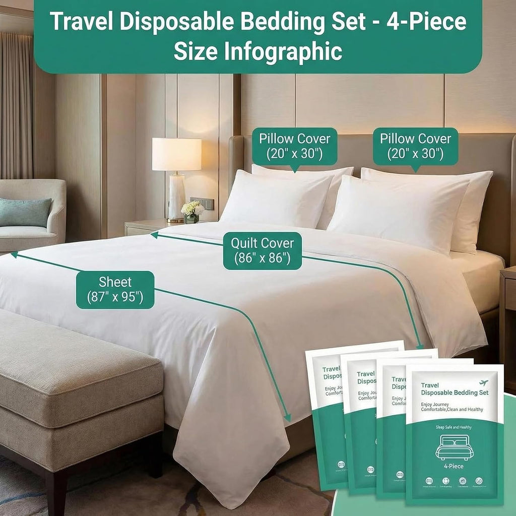 4 Pack Disposable Bed Sheets for Travel Queen Size