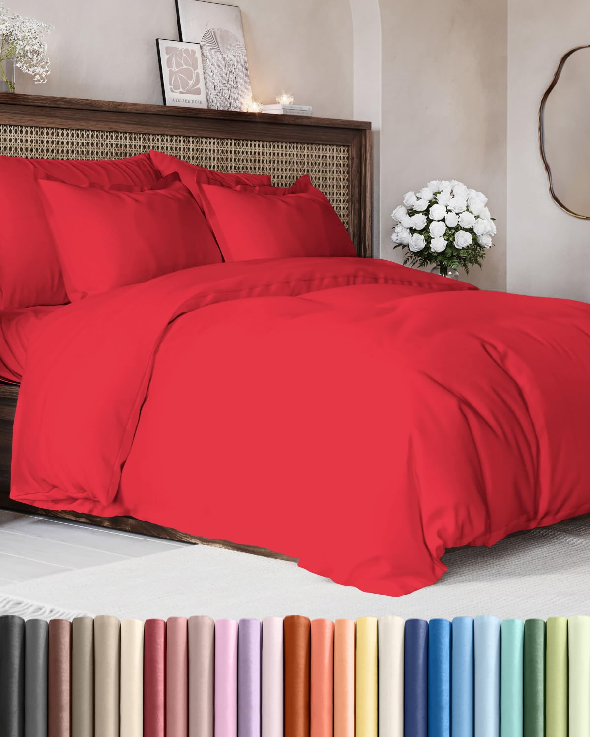 Duvet Cover King Size - Extra Soft 3 Piece with Zipper Closure - White