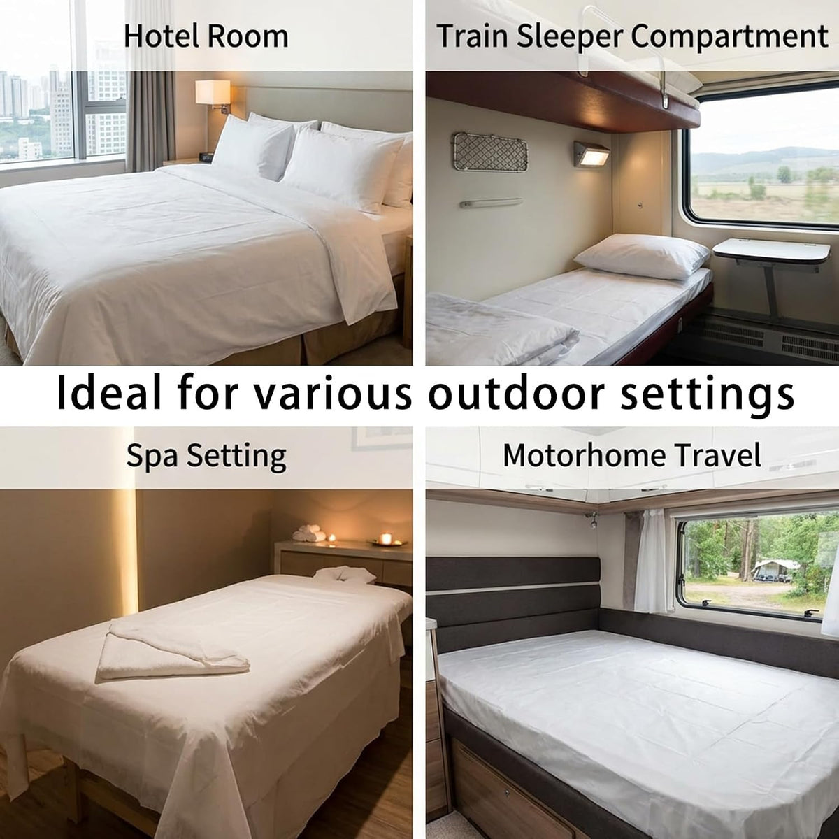 12 Sets Disposable Bed Sheets Include Quilt Cover Pillowcases Bed Sheets Portable Soft White Cover for Hospital Hotel Business Trip Spa Travel