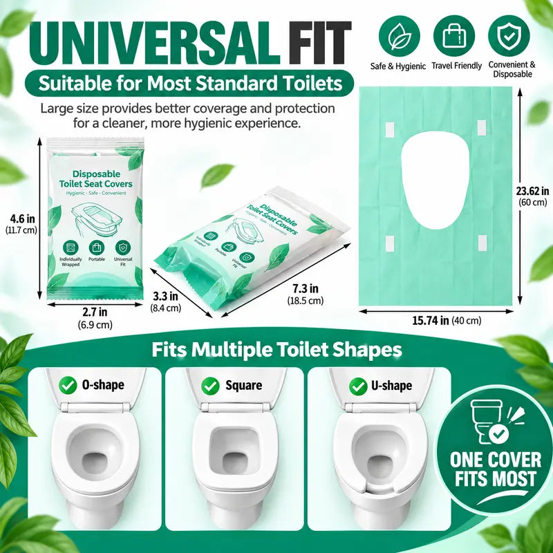 3D Toilet Seat Covers Disposable Sterilized - 360° Full Wraparound | Safe for Adults and Kids Potty Training & Effectively Blocks Germs, Waterproof & Durable & Thick, Individually Wrapped for Travel, Public Restroom, Camping