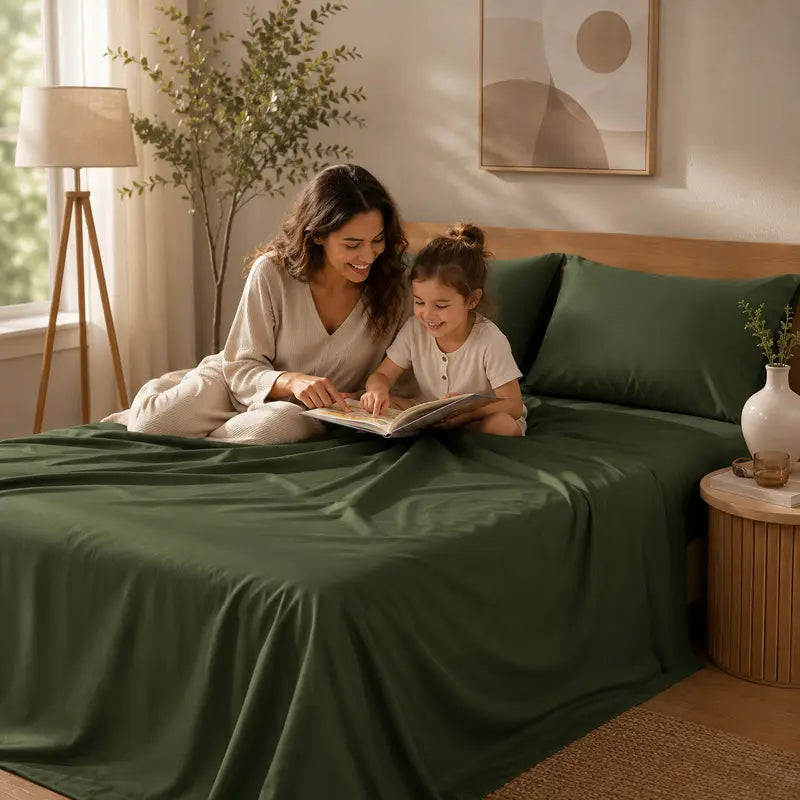 【FallPickDeals 】4/6pcs Extra Deep Pocket Sheets Bamboo Bed Sheet Set - kids & Pillowcase Set,Comfy Breathable Cooling Hotel Luxury Bedding for Women, Men and kids- Pockets, Ultra-Soft, Wrinkle Free,Twin/Full/Queen/King