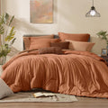 【FallPickDeals】Monbix Queen Size Bed Cover Set - 7-Piece Cationic Dyeing Microfiber Quilt Set with Double-Sided Pocket Storage, Soft Texture, Sheets, Pillowcases & Shams, Reversible Bedding