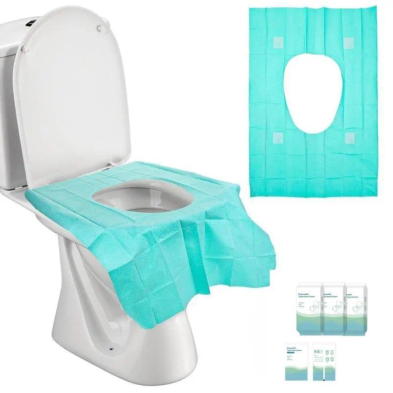 30-Pack Individual Pack PVC Rectangular Solid Disposable Toilet Seat Covers - Tear-Free, Waterproof, Non-Slip, Unisex, 16x24in, All Seasons for Outdoor Travel, Public Restrooms (Sports & Outdoor Use)