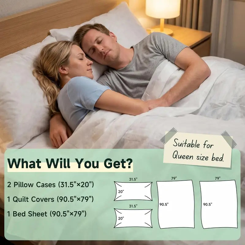 Disposable Bedding Set 2 Pack, Queen Size Portable Bed Sheets for Travel, Includes Flat Sheet, Duvet Cover and Pillowcases, Lightweight for Hotel and Business Trips
