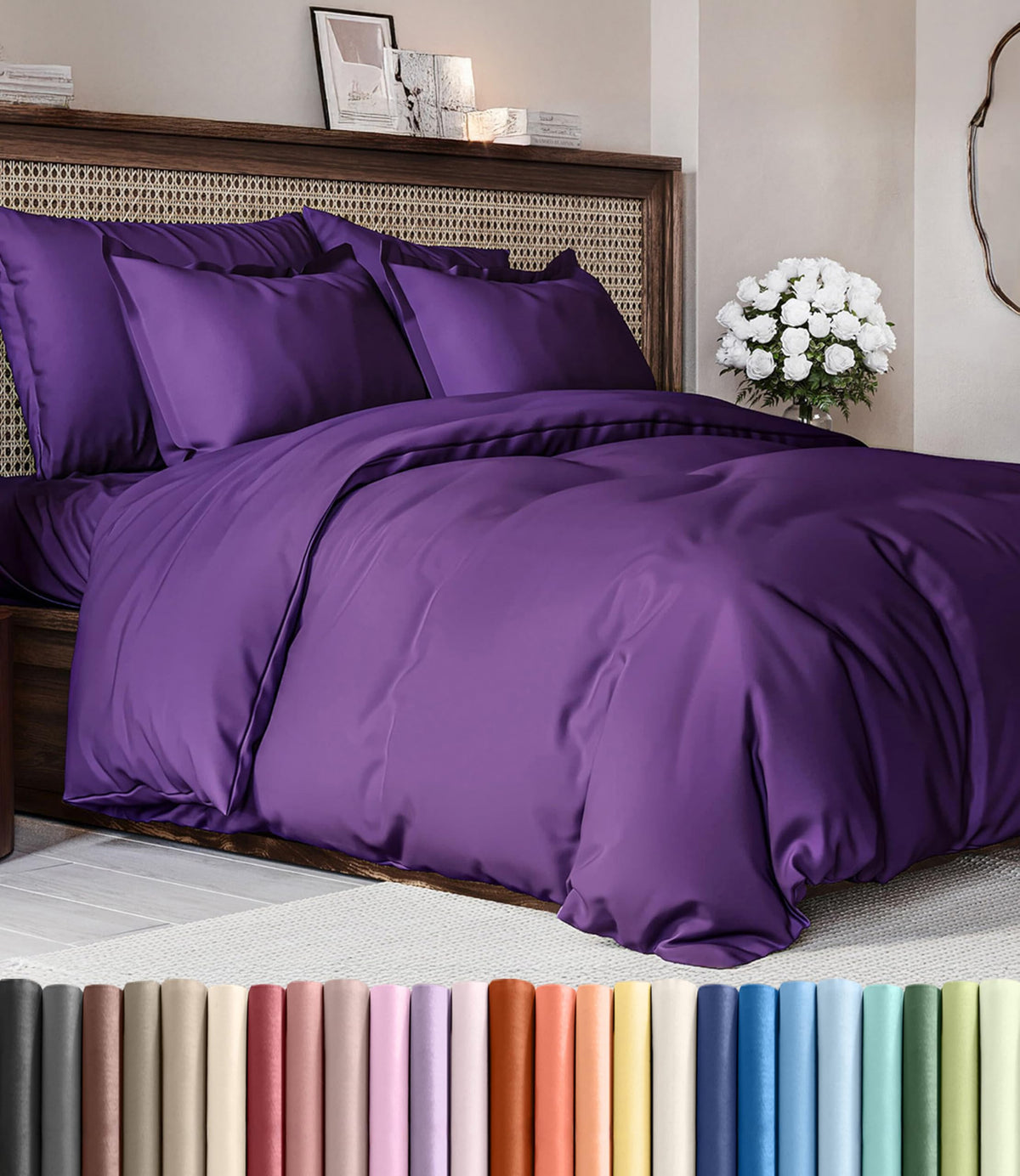 Duvet Cover King Size - Extra Soft 3 Piece with Zipper Closure - White