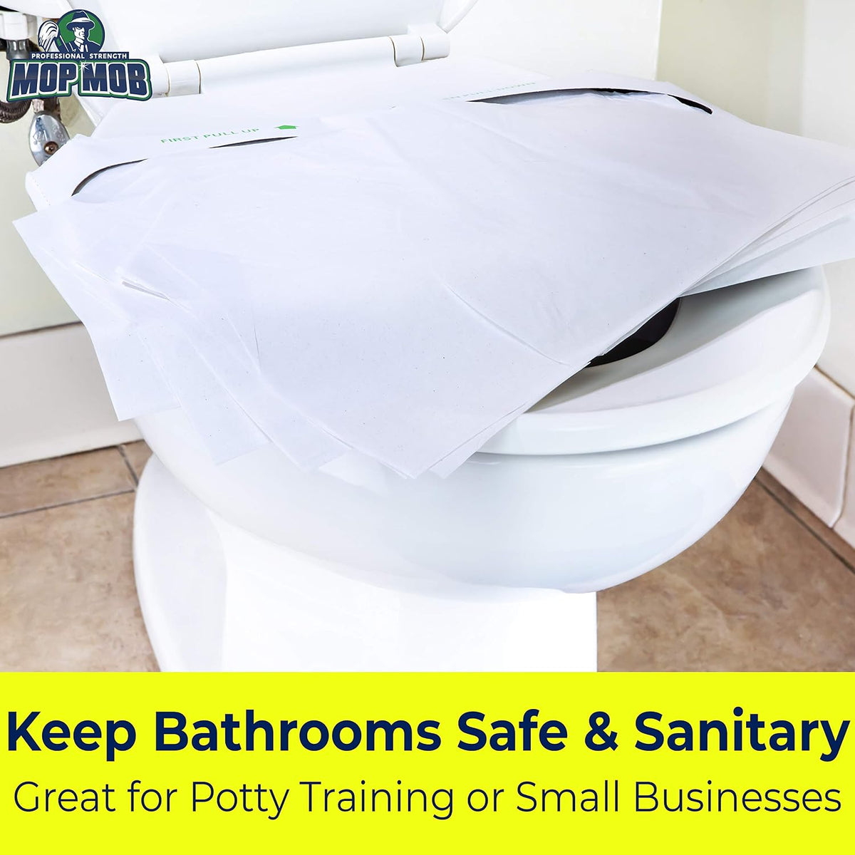 Biodegradable Half-Fold Toilet Seat Covers 500 Pk. Self-Flushing, Disposable Potty Papers Keep Toilets Clean and Family Healthy. Sanitary Paper Safety Covers for Commercial, Home, Travel and Kids Use