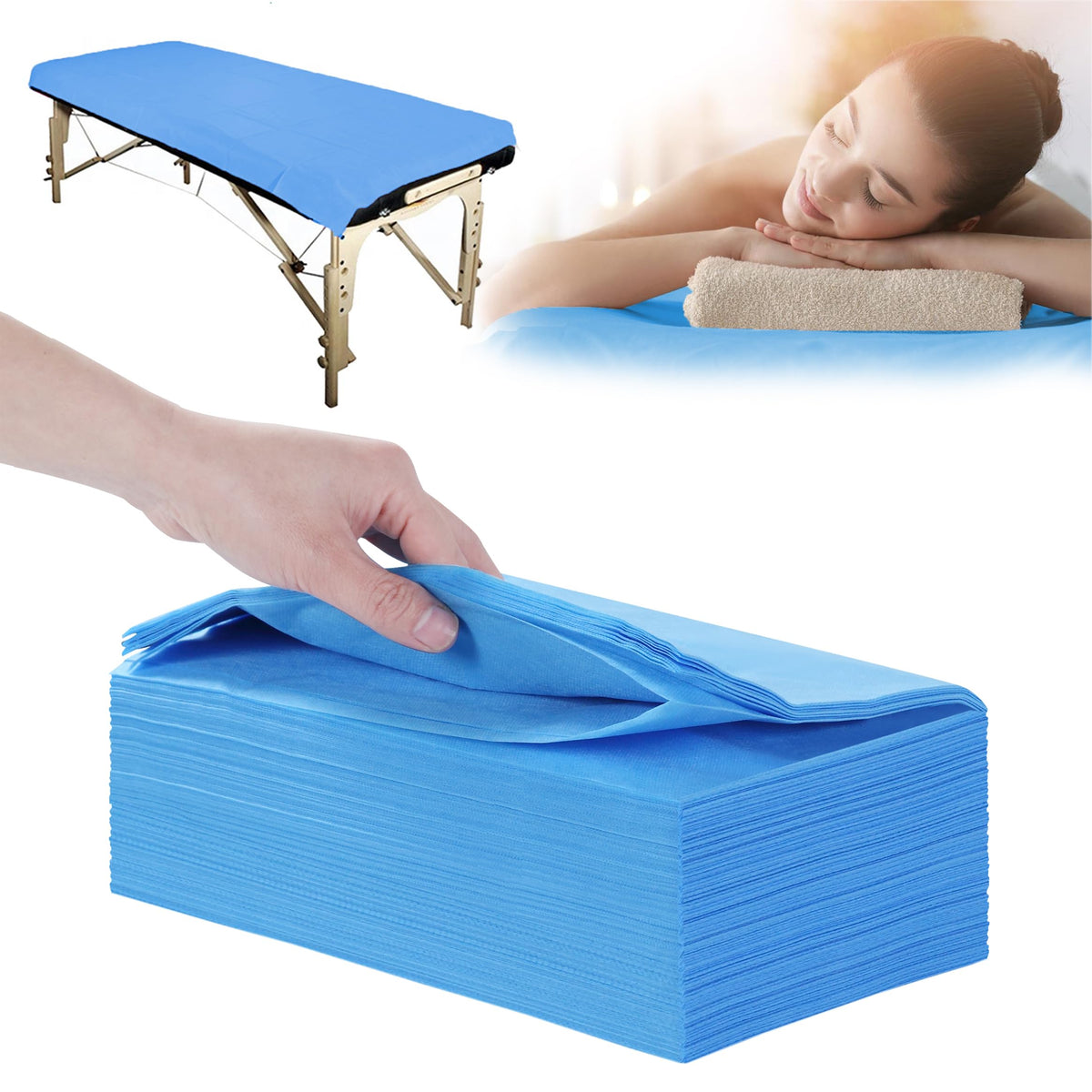 Disposable Bed Sheets 100 Pcs 31" x 71" Massage Table Sheets Non Woven Fabric SPA Bed Cover Breathable for Massage Beauty Tattoos(White)
