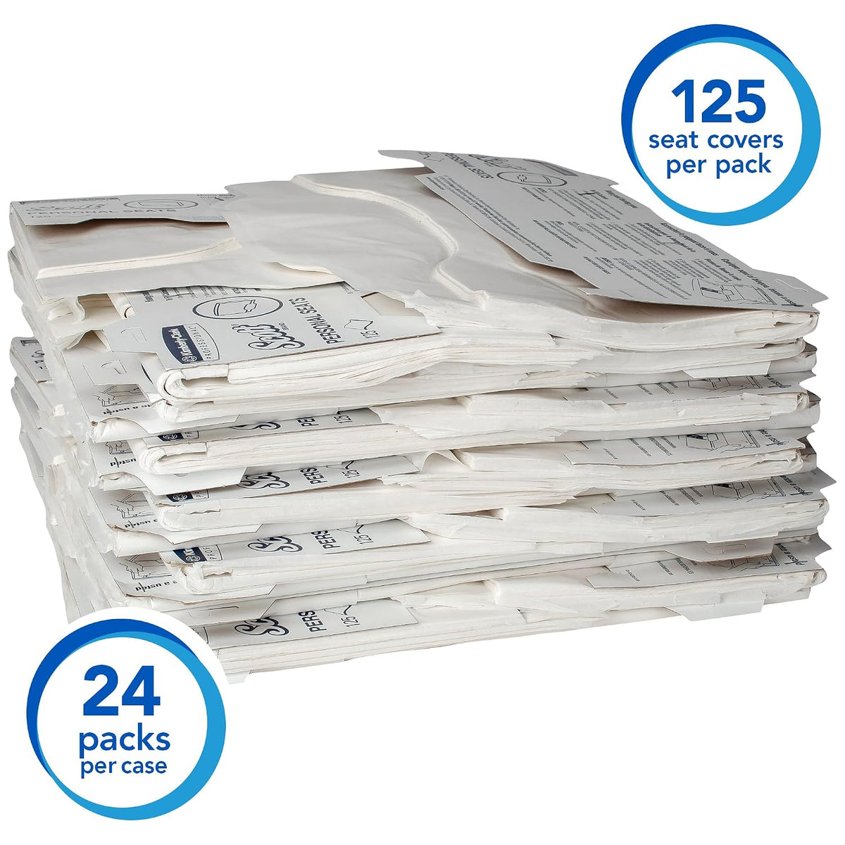 Scott® Pro™ Personal Seat Covers (07410), White (125 Sheets/Pack, 24 Packs/Case, 3,000 Sheets/Case)