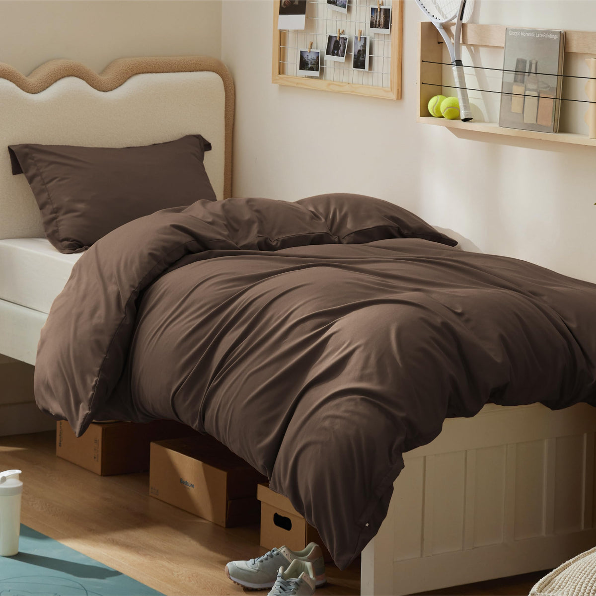 Bedsure Duvet Cover with Fitted Sheet Queen - Deep Pocket, Hotel Luxury Soft Double Brushed Bedding Set with Zipper Closure, 1 Duvet Cover, 1 Fitted Sheet, 2 Pillow Shams, NO Comforter, White